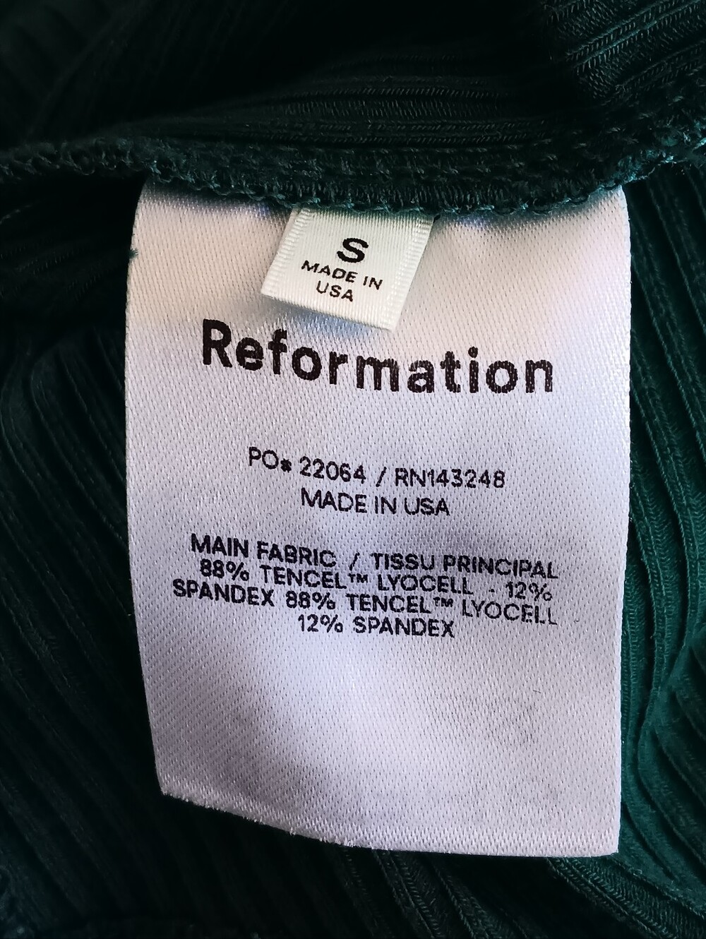 Reformation Ribbed Green Tank  S - Picture 6 of 6